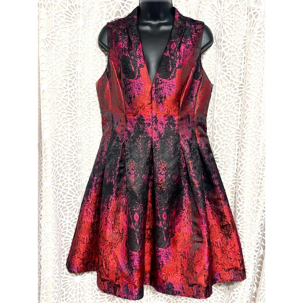 Vince Camuto Metallic Jacquard Fit & Flare Dress Size 12 Sleeveless